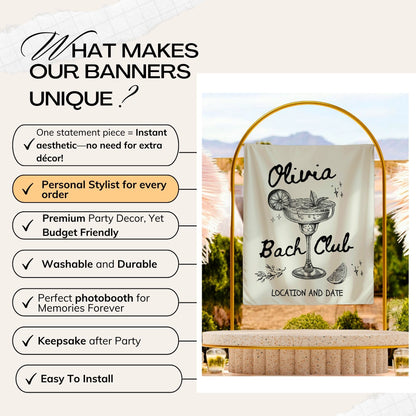 Cocktail Bachelorette Banner – Custom Bach Décor | #82