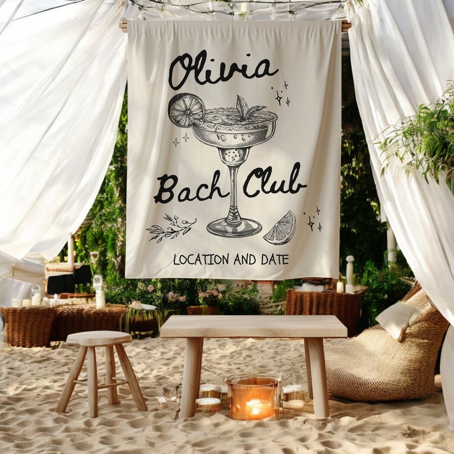 Cocktail Bachelorette Banner – Custom Bach Décor | #82