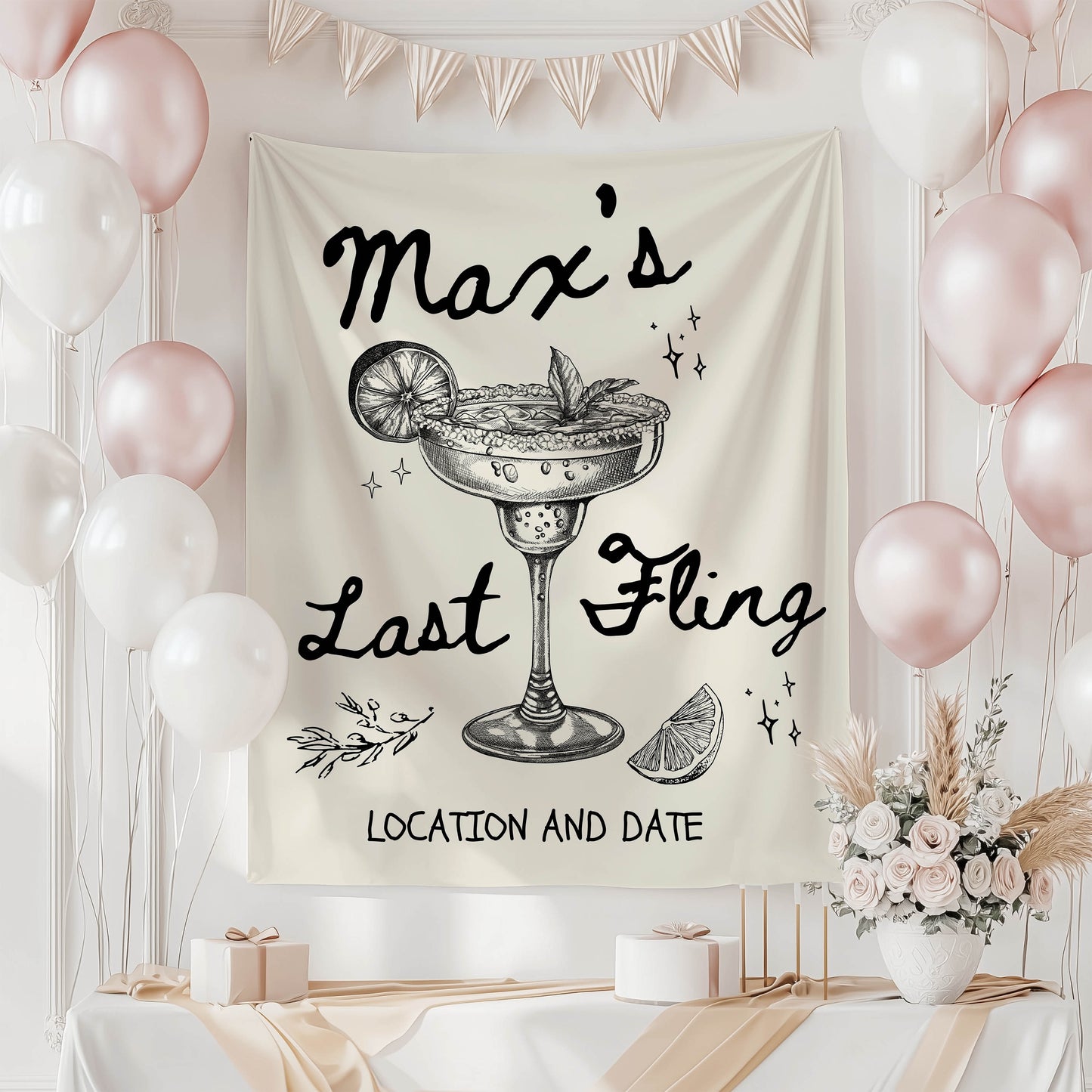 Cocktail Bachelorette Banner – Custom Bach Décor | #82