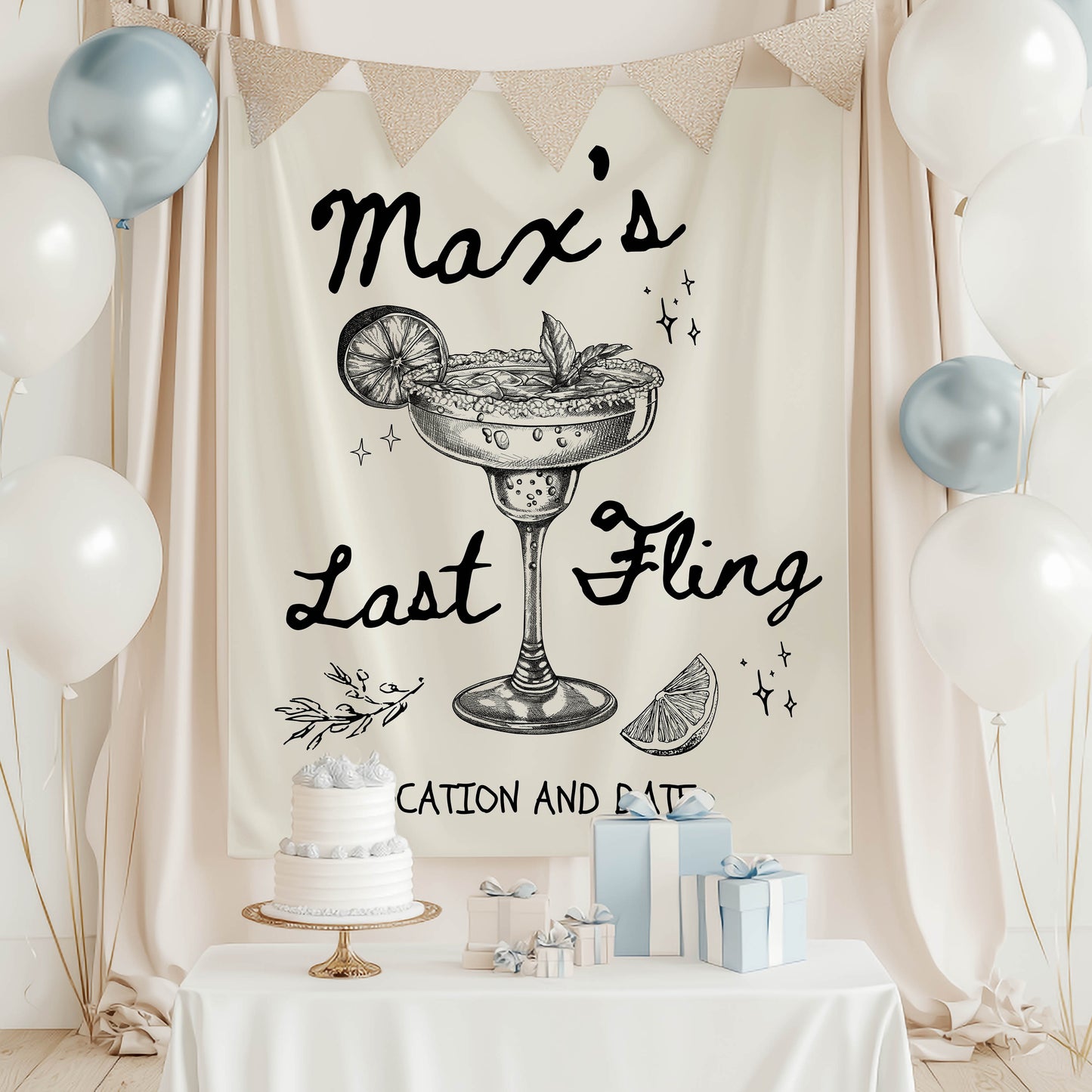 Cocktail Bachelorette Banner – Custom Bach Décor | #82