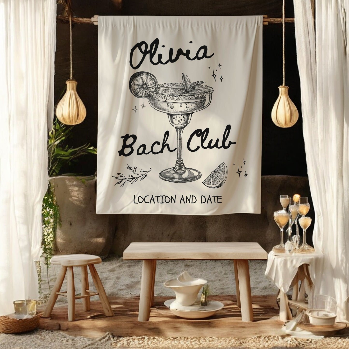 Cocktail Bachelorette Banner – Custom Bach Décor | #82