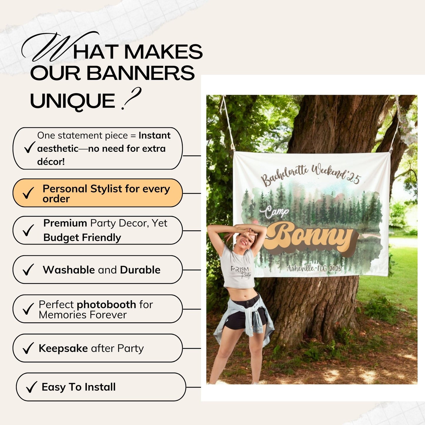 Camping Bachelorette Banner – Custom Bach Décor | #41