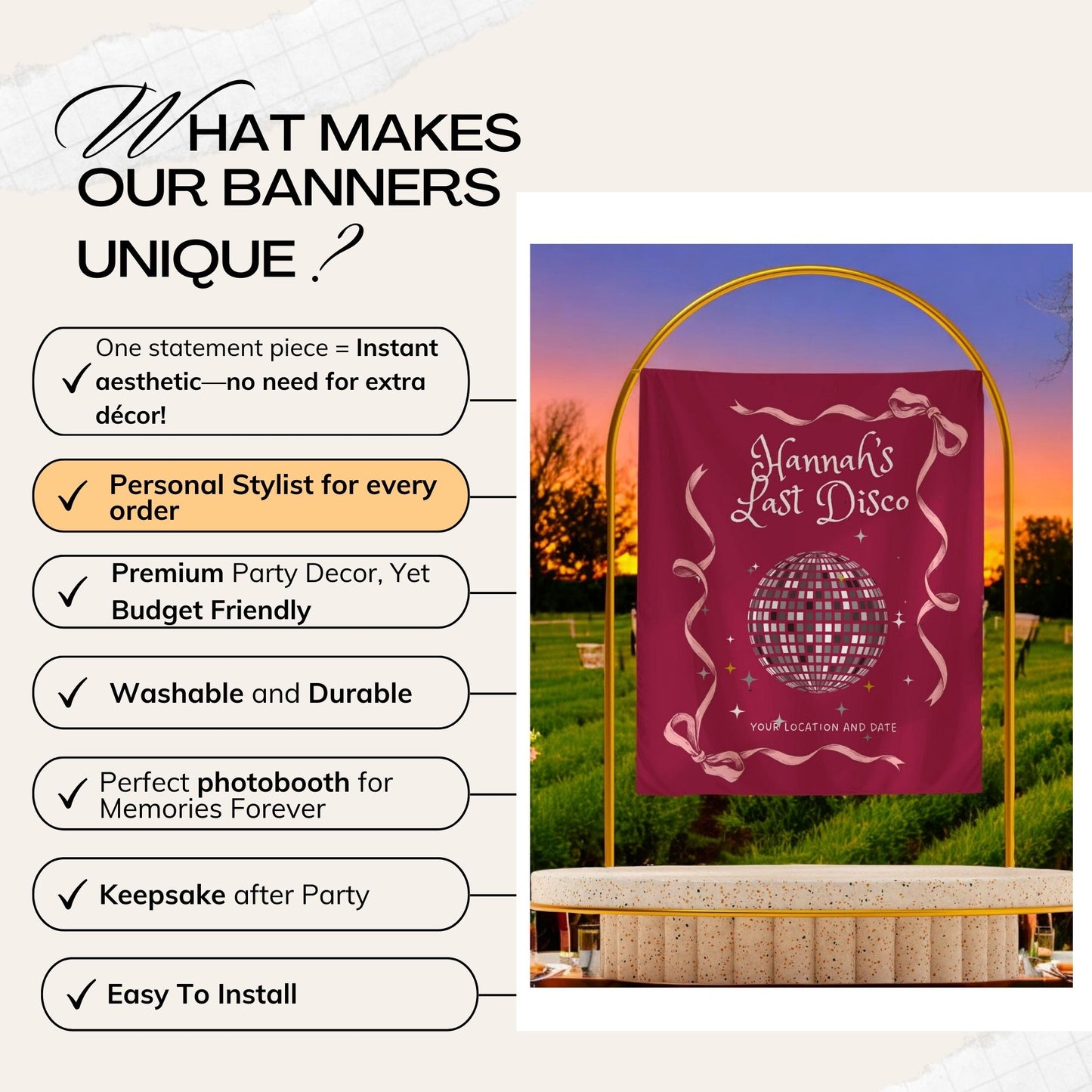Disco Bachelorette Banner – Custom Bach Décor | #80
