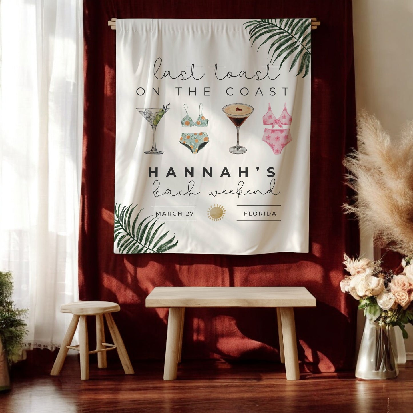 Beach and Pool Bachelorette Banner – Custom Bach Décor | #09