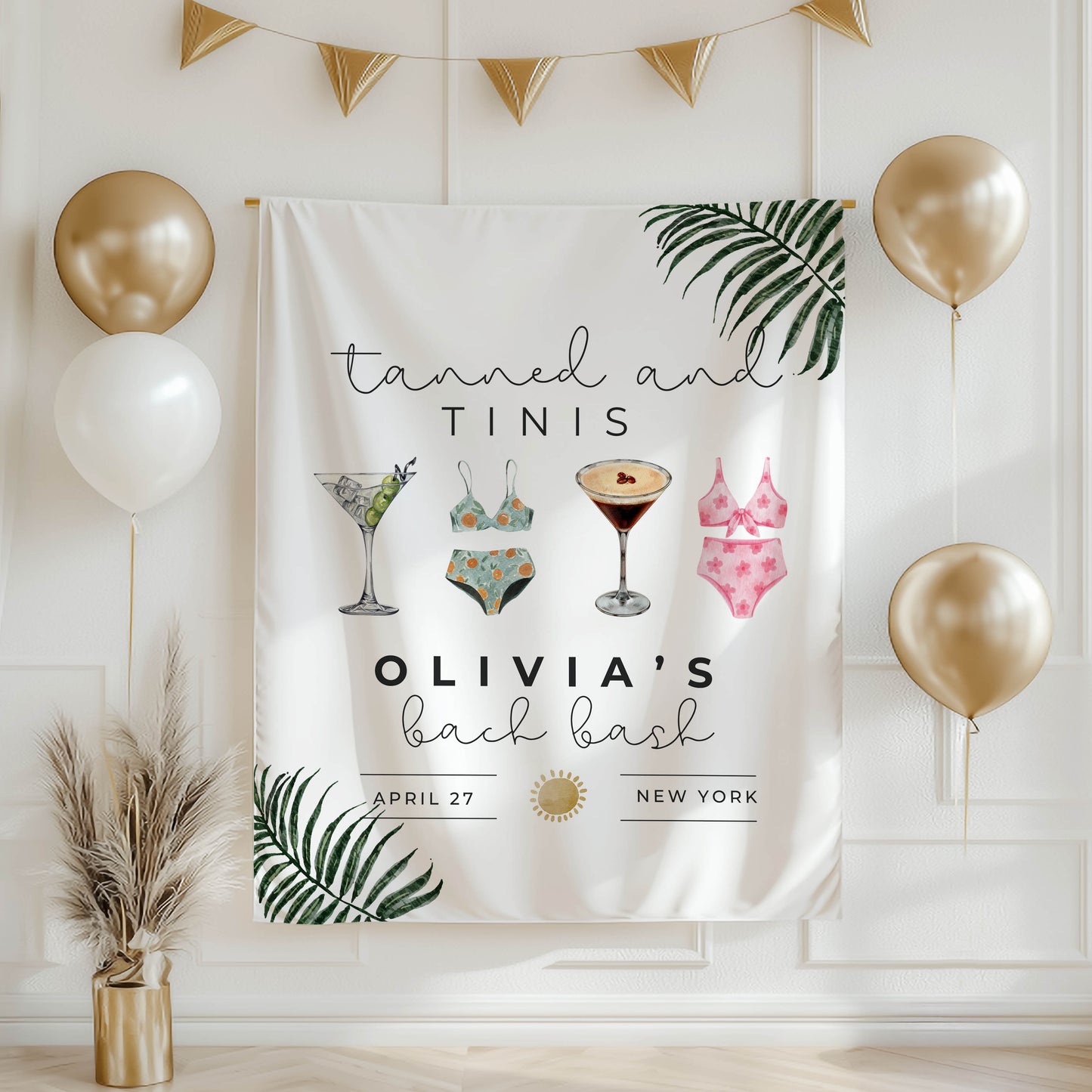 Beach and Pool Bachelorette Banner – Custom Bach Décor | #09