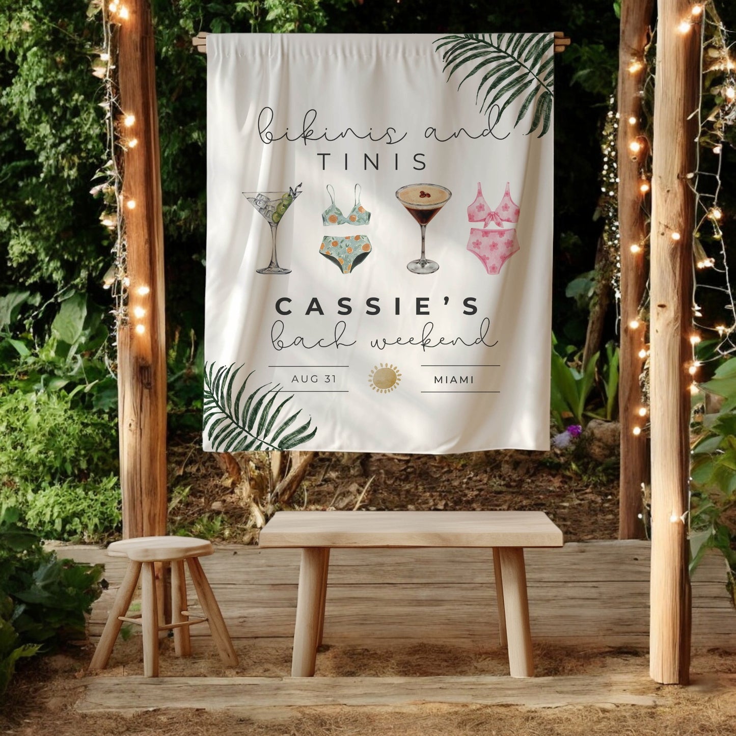 Beach and Pool Bachelorette Banner – Custom Bach Décor | #09