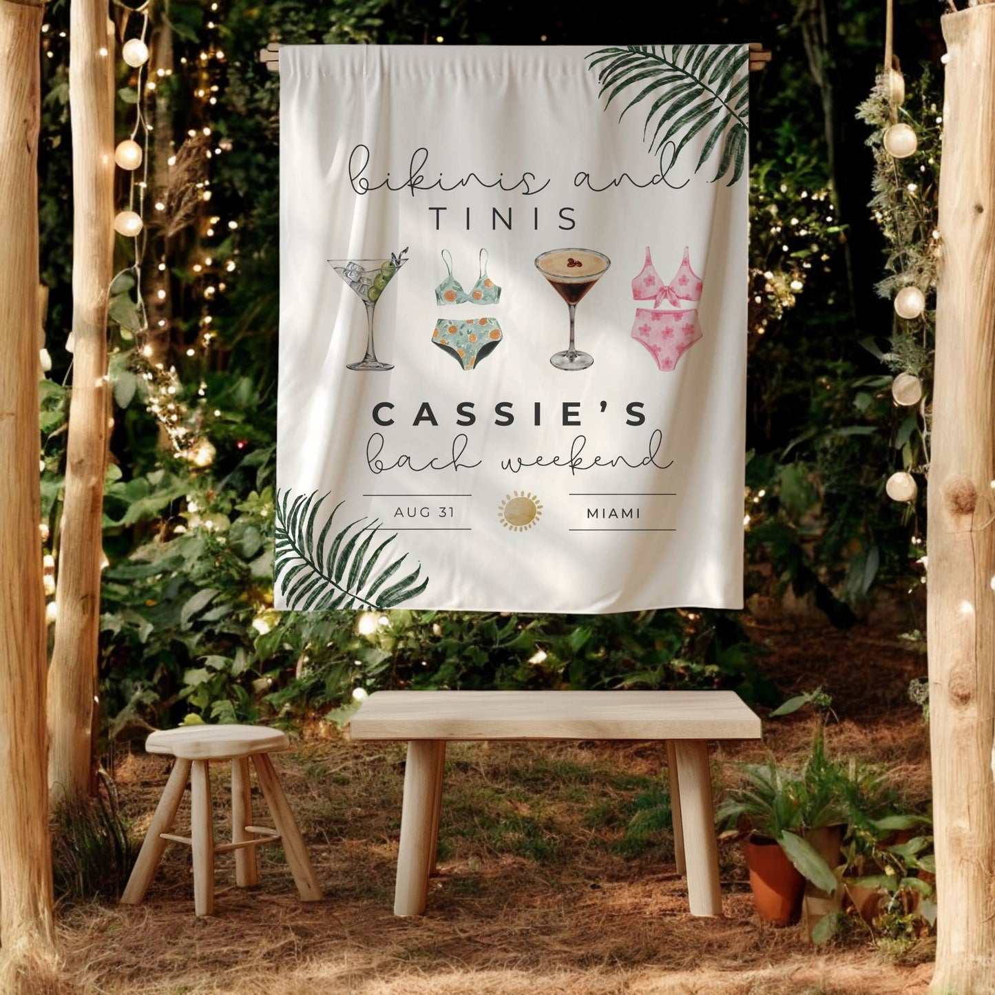 Beach and Pool Bachelorette Banner – Custom Bach Décor | #09