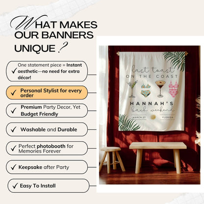Beach and Pool Bachelorette Banner – Custom Bach Décor | #09
