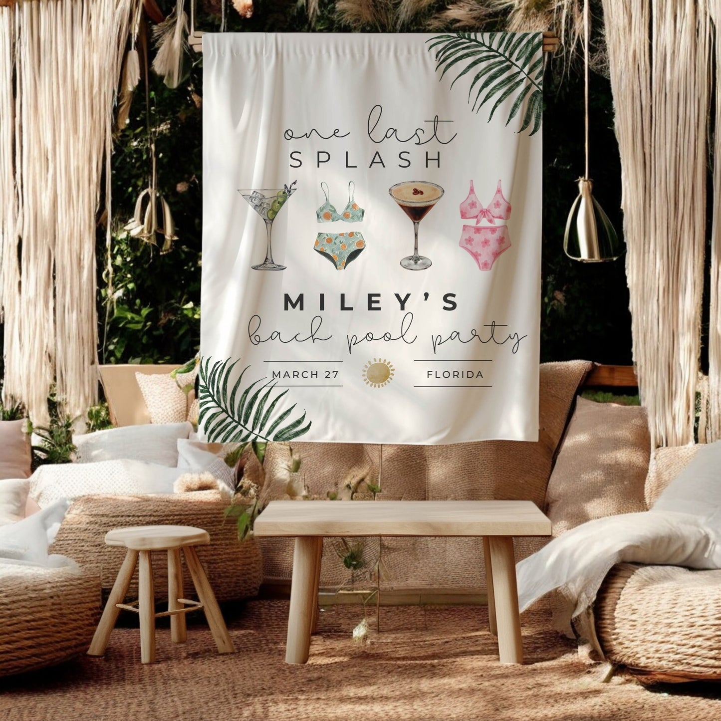 Beach and Pool Bachelorette Banner – Custom Bach Décor | #09