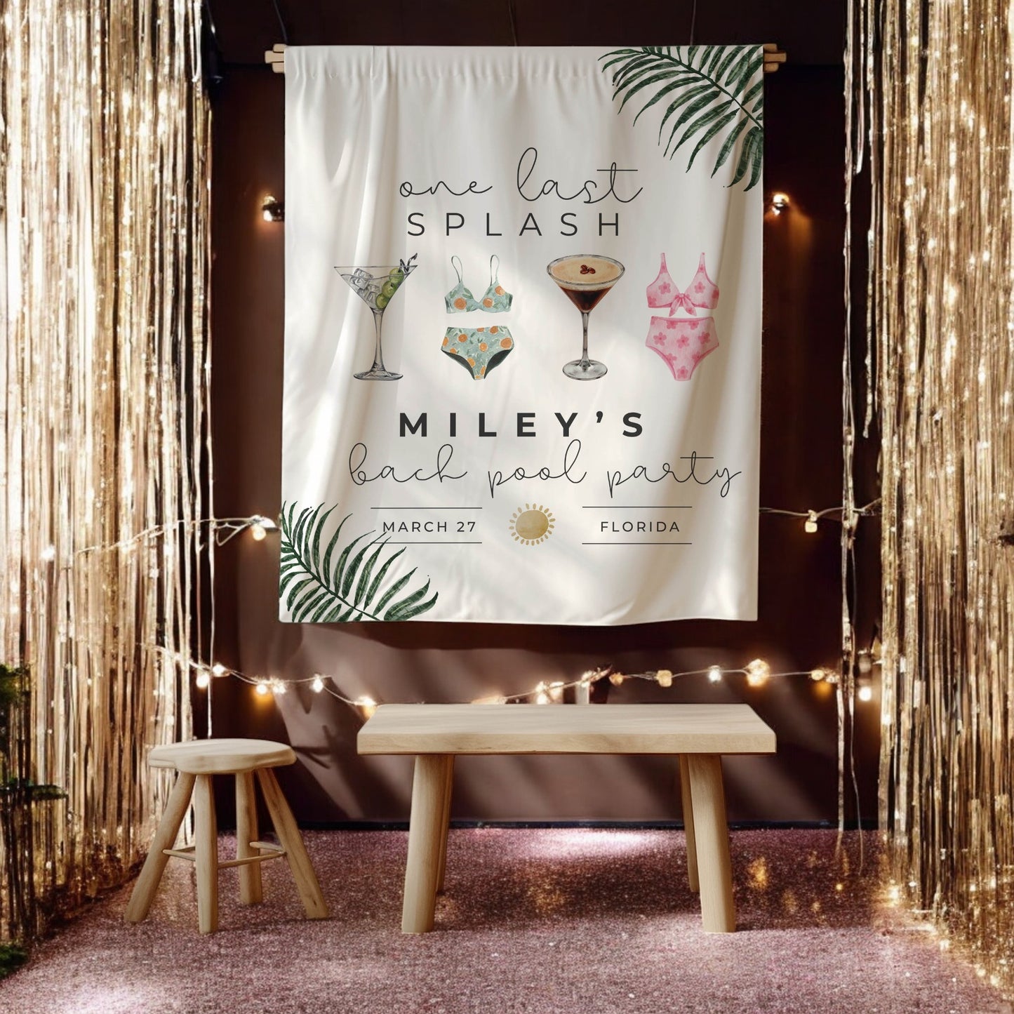 Beach and Pool Bachelorette Banner – Custom Bach Décor | #09