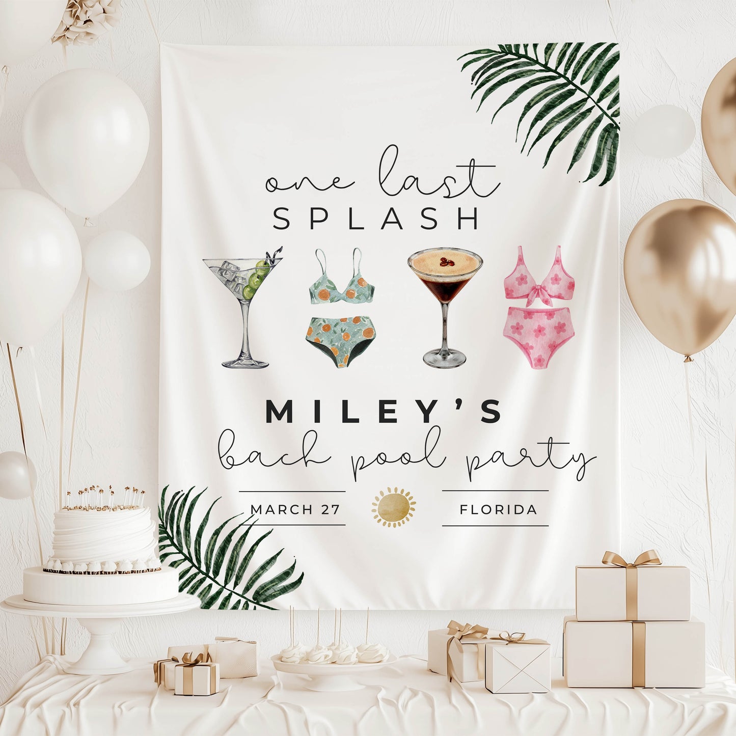 Beach and Pool Bachelorette Banner – Custom Bach Décor | #09