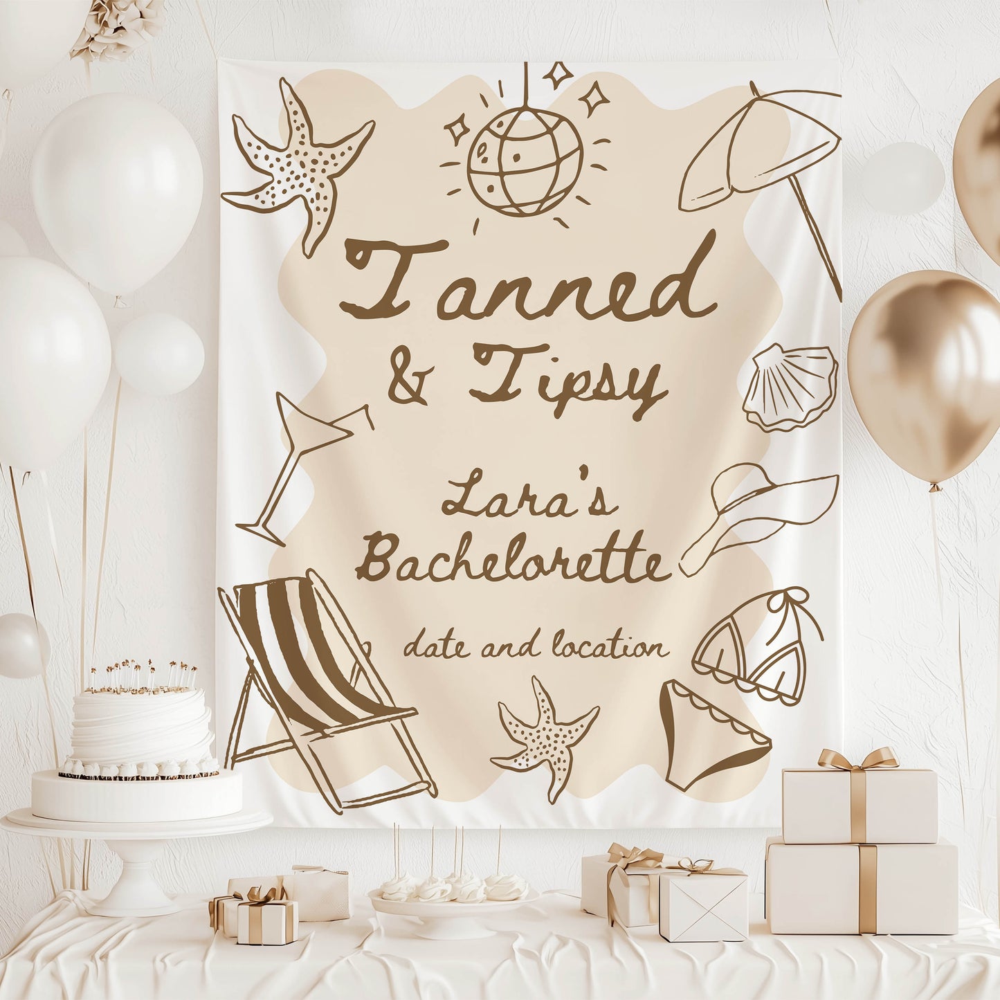 Pool Party and Beach Bachelorette Banner – Custom Bach Décor | #04