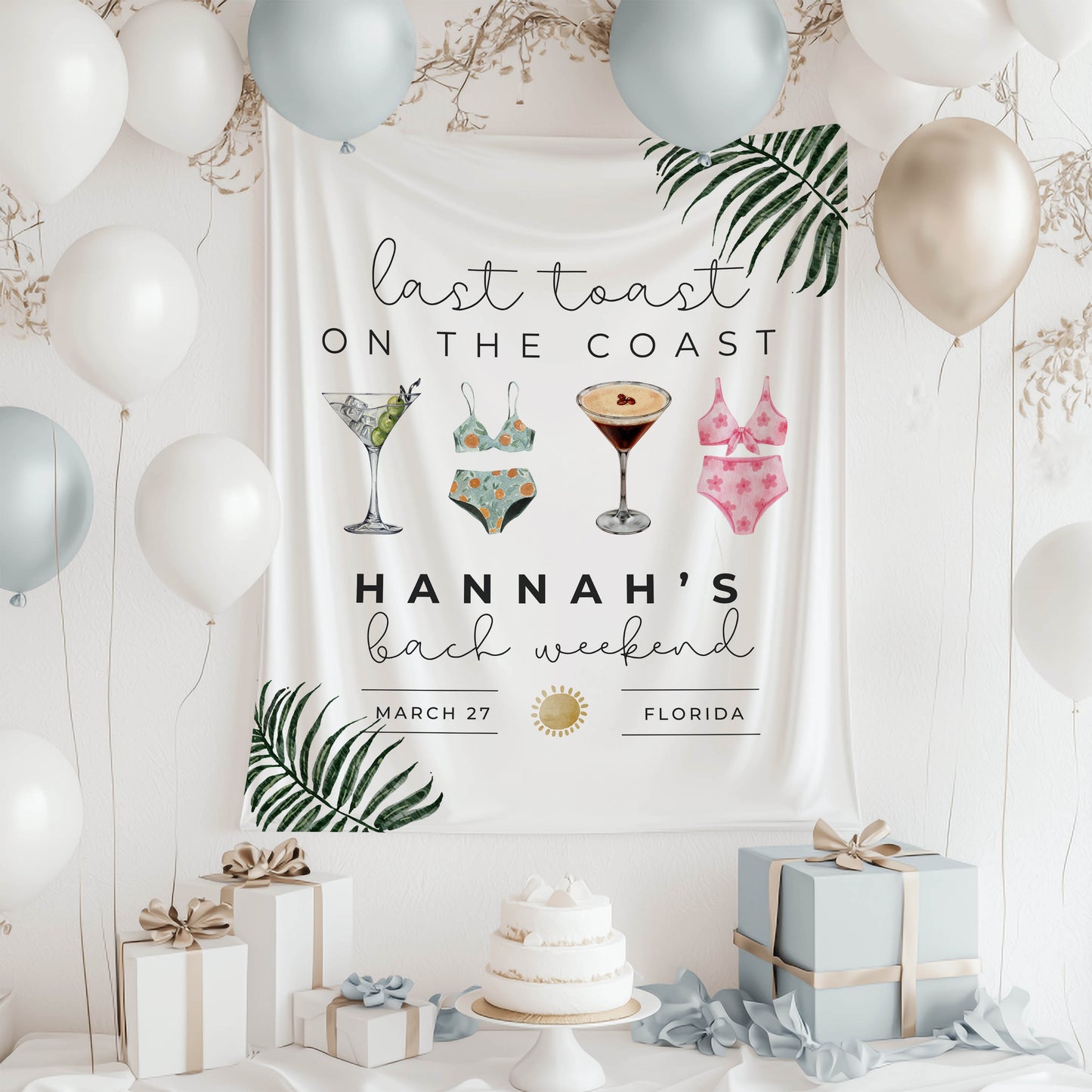 Beach and Pool Bachelorette Banner – Custom Bach Décor | #09
