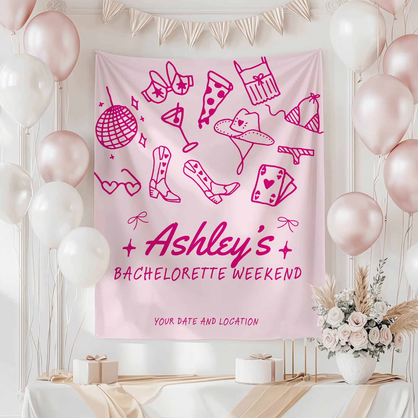 Trendy Mix theme Bachelorette Banner – Custom Bach Décor | #10