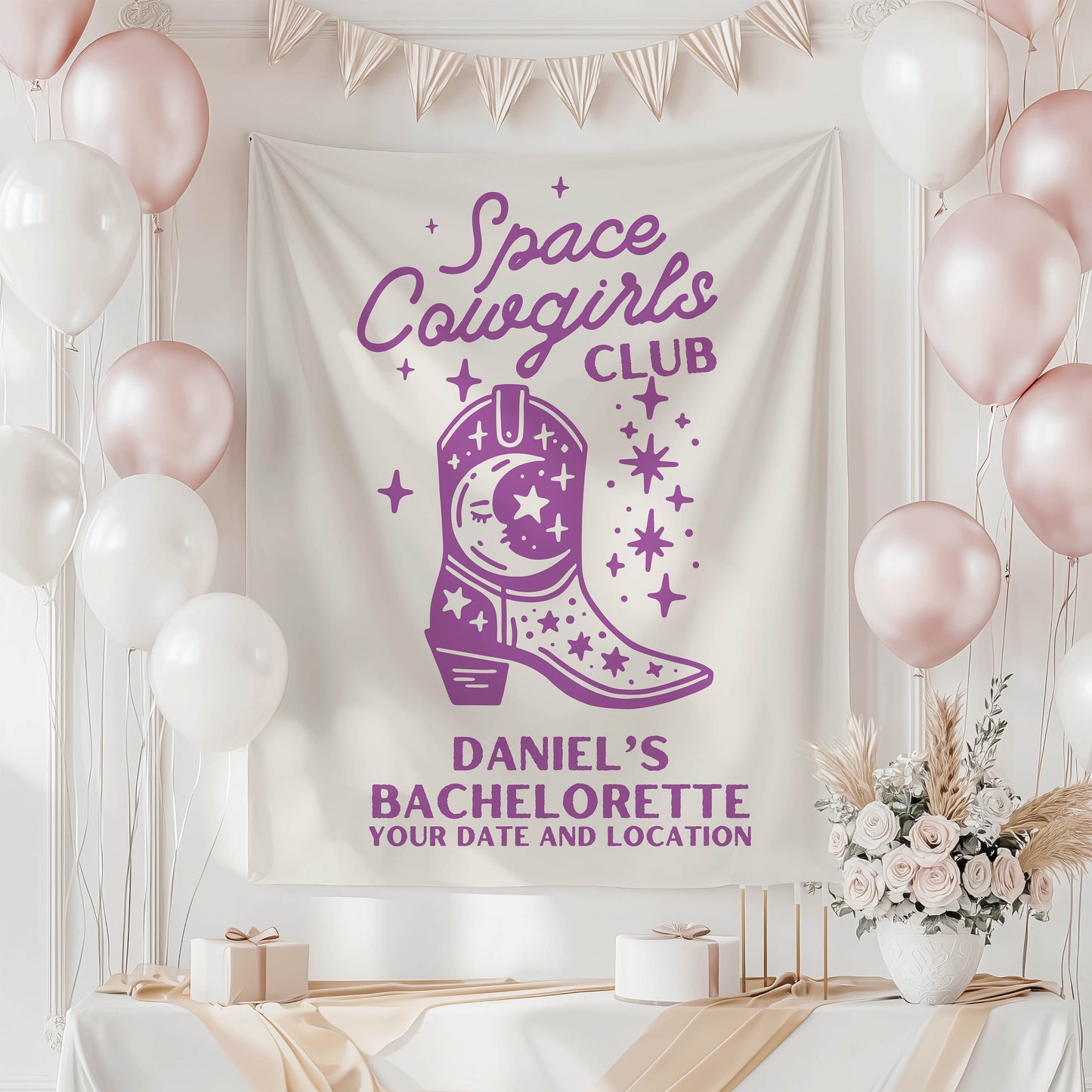 Space Cowgirls Bachelorette Banner– Custom Bach Décor | #14