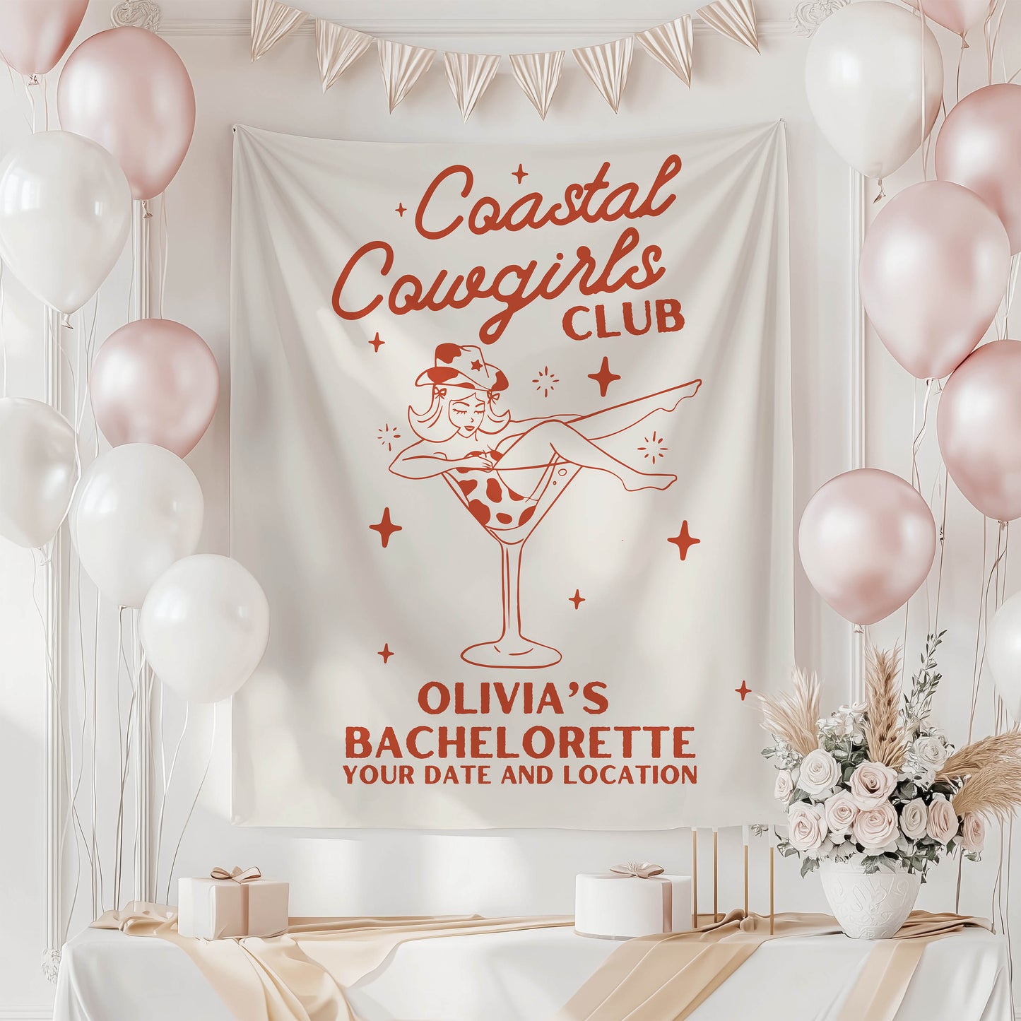 Coastal Cowgirls Bachelorette Banner– Custom Bach Décor | #15