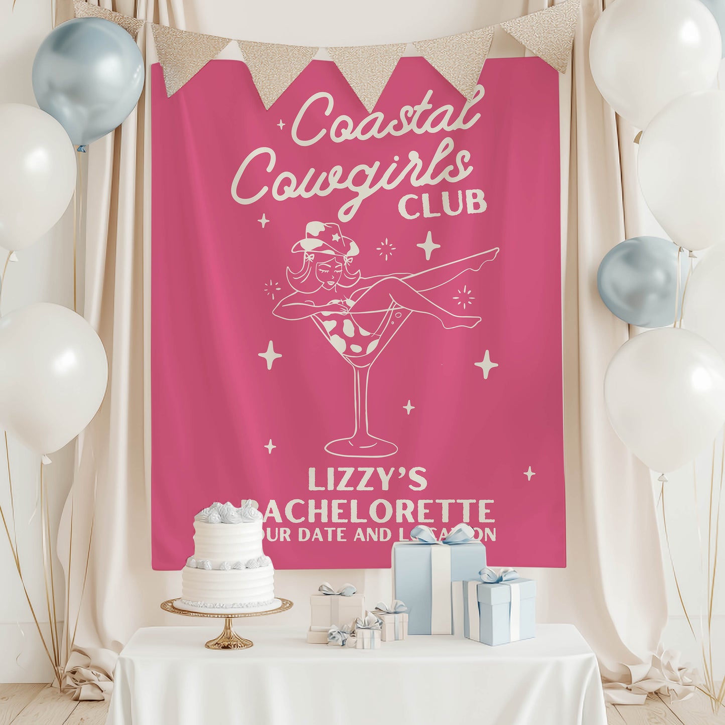 Coastal Cowgirls Bachelorette Banner– Custom Bach Décor | #15