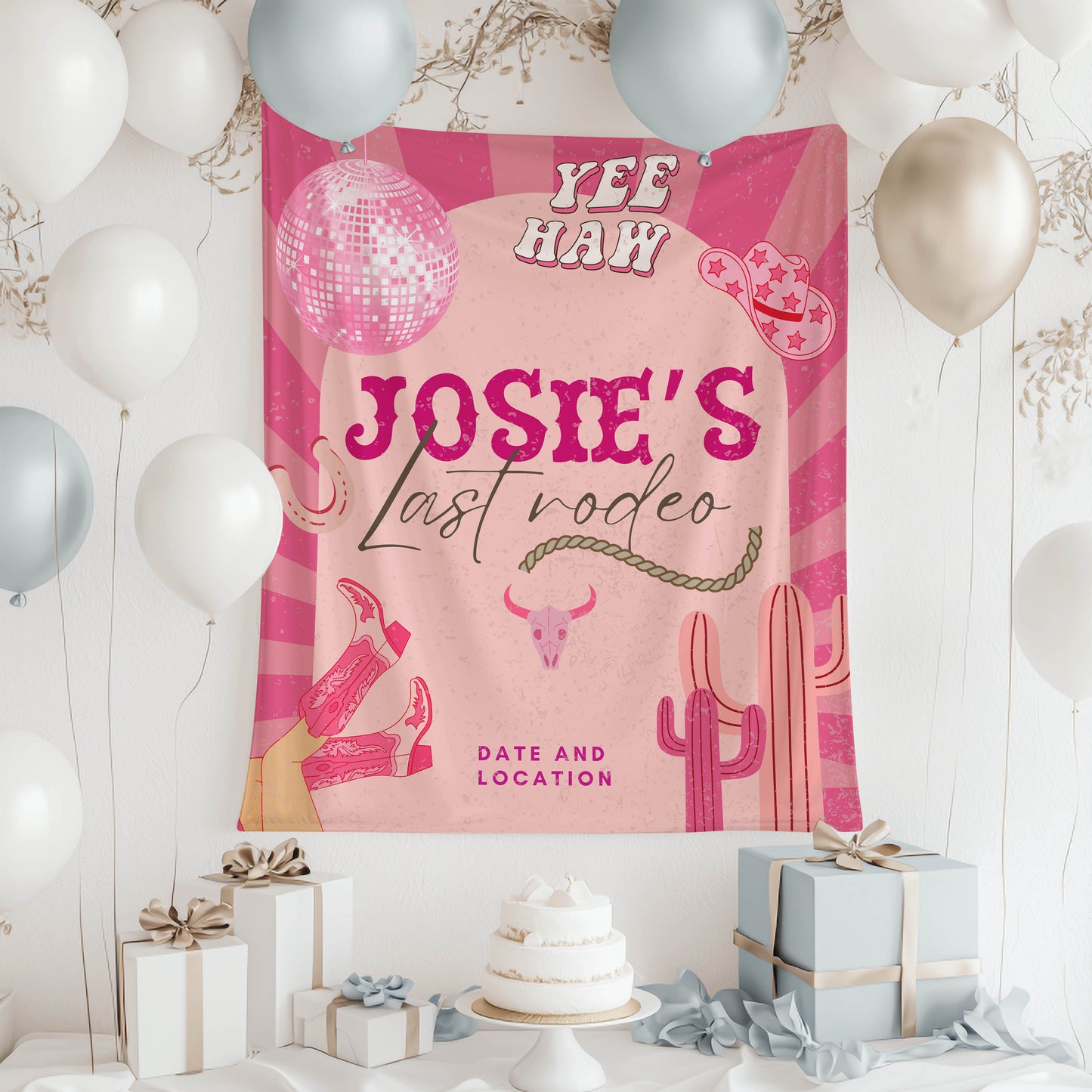 Pink Cowgirl Bachelorette Banner– Custom Bach Décor | #16