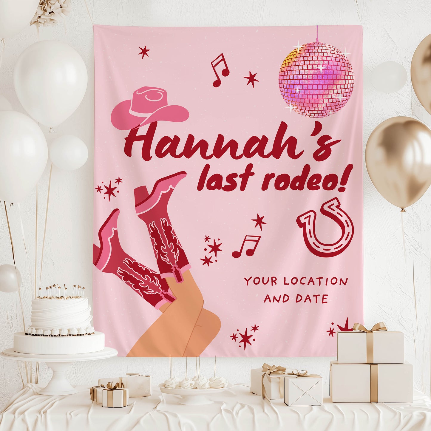 Pink Western and Country bachelorette– Custom Bach Décor | #23