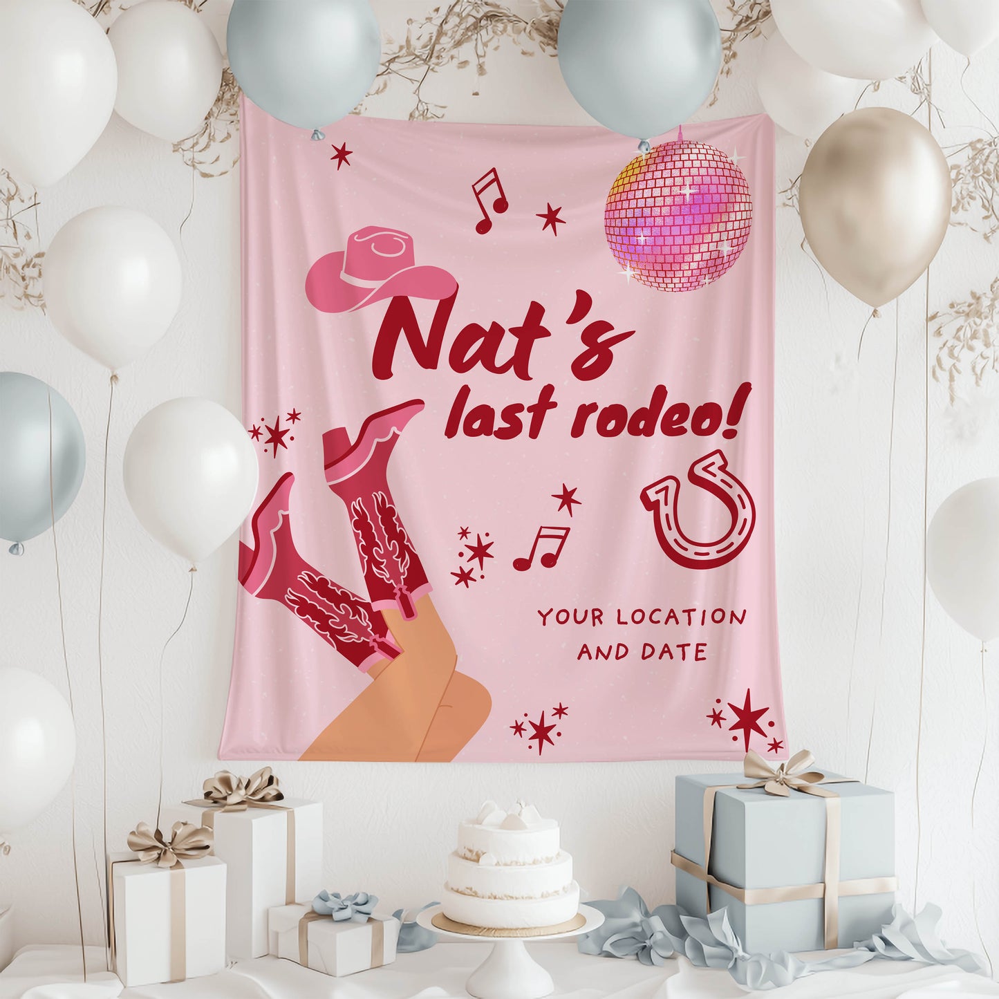 Pink Western and Country bachelorette– Custom Bach Décor | #23