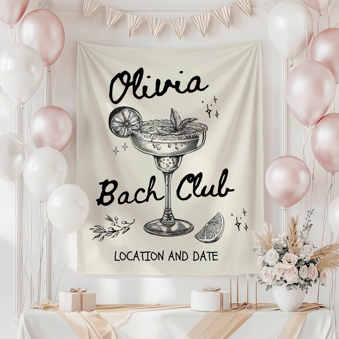 Cocktail Bachelorette Banner– Custom Bach Décor | #24