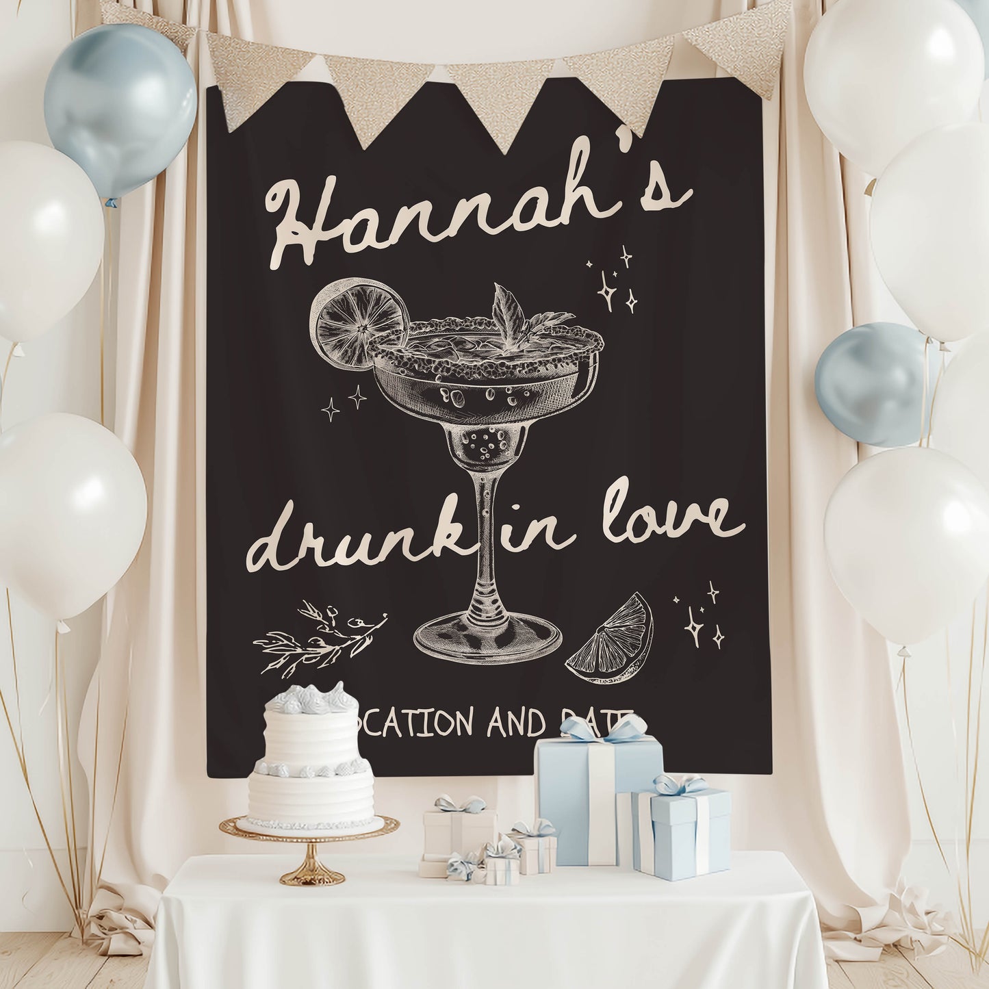 Cocktail Bachelorette Banner– Custom Bach Décor | #24