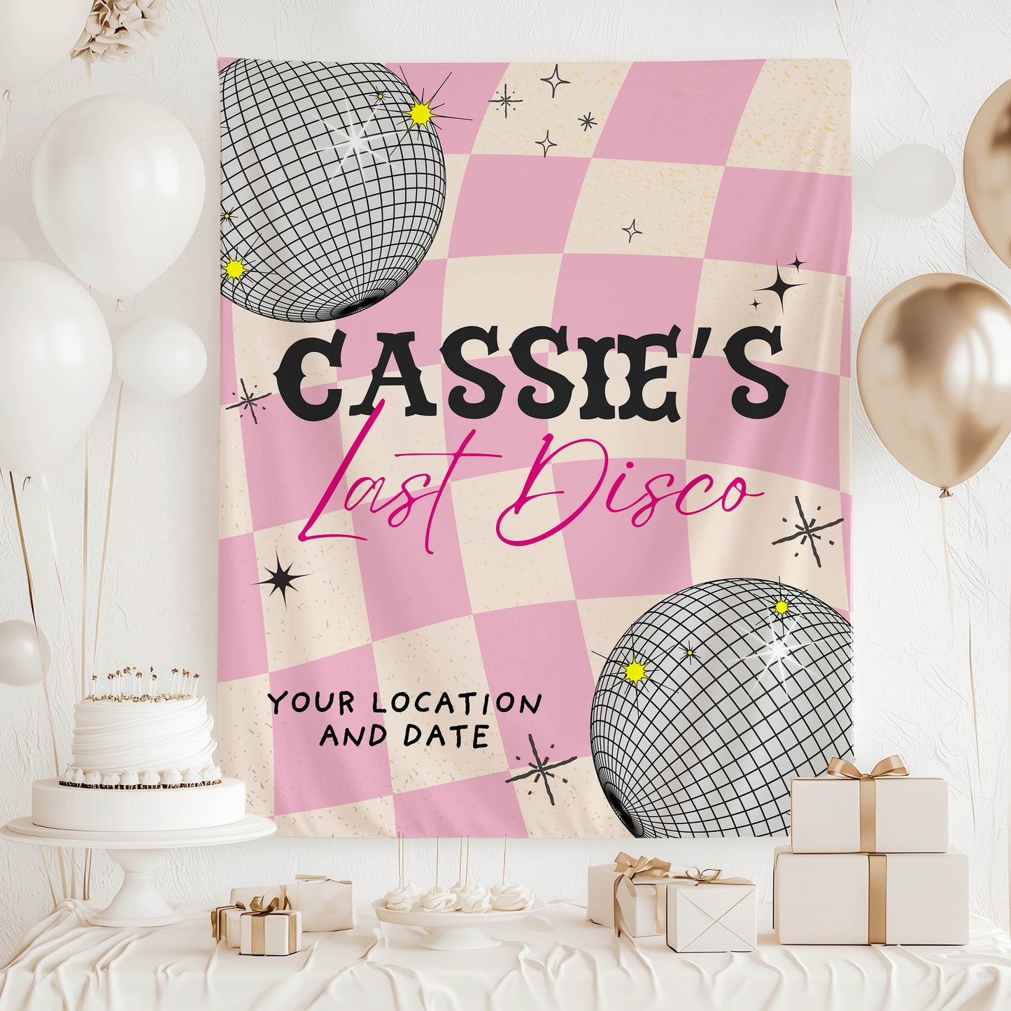 Trendy Disco Bachelorette Banner– Custom Bach Décor | #25