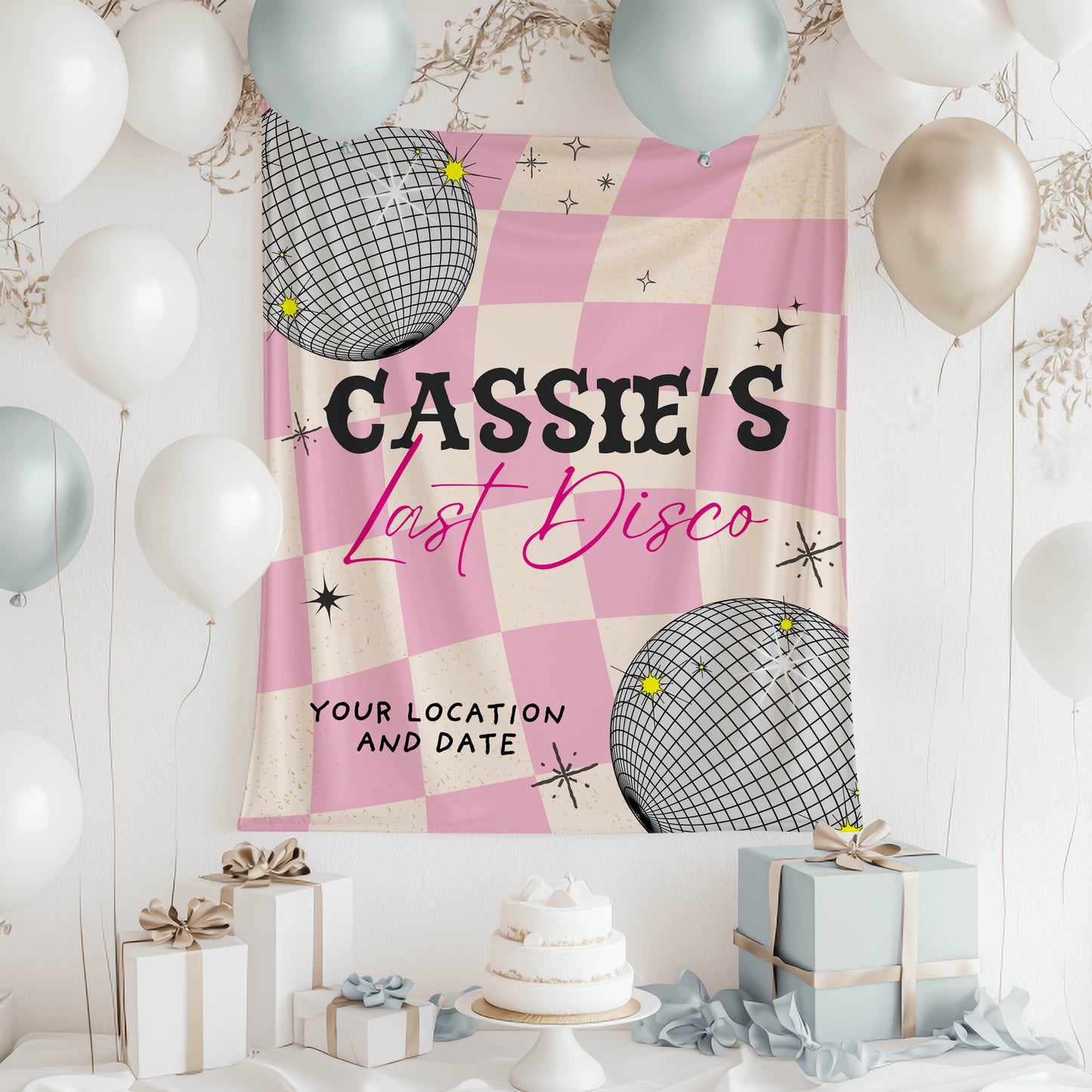 Trendy Disco Bachelorette Banner– Custom Bach Décor | #25