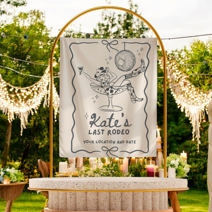 Disco Cowgirl Bachelorette Banner – Custom Bach Decor for Boots & Bling Celebrations
