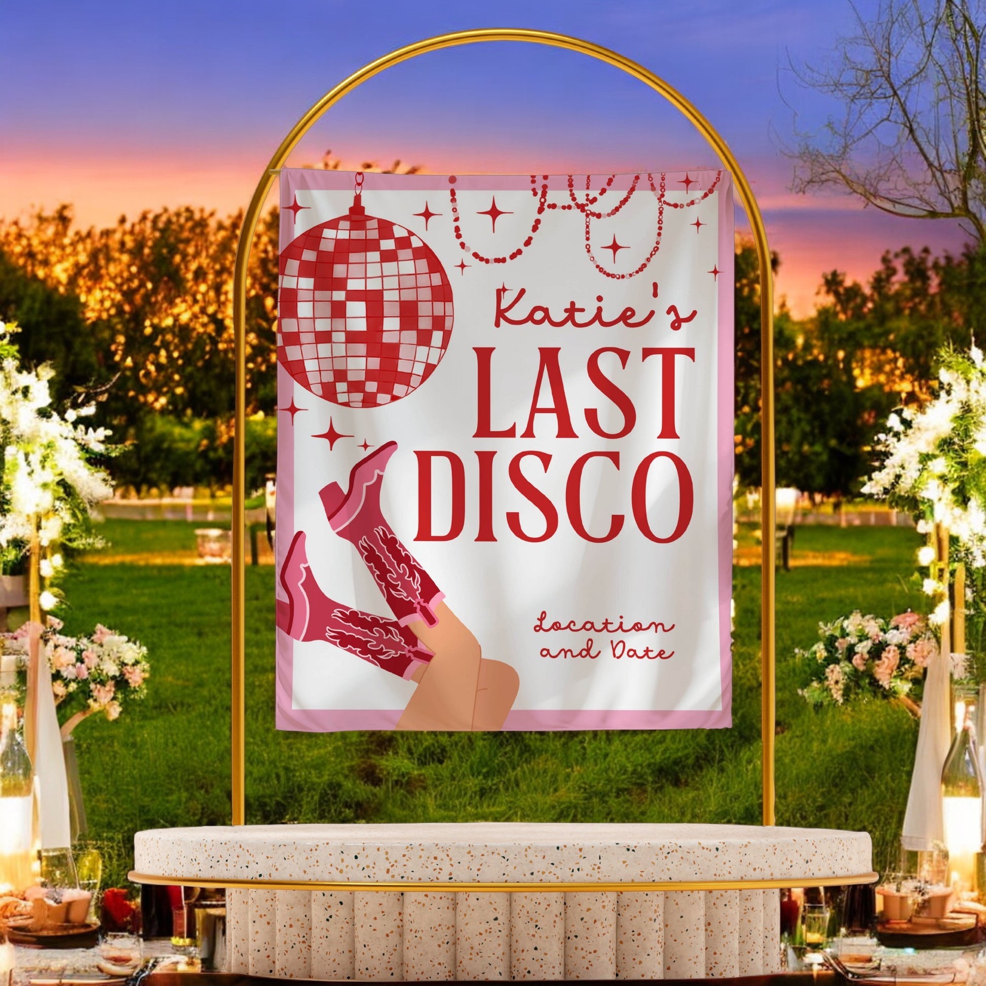 Disco Cowgirl Bachelorette Banner – Custom Bach Decor for Boots, Bling & Dancing