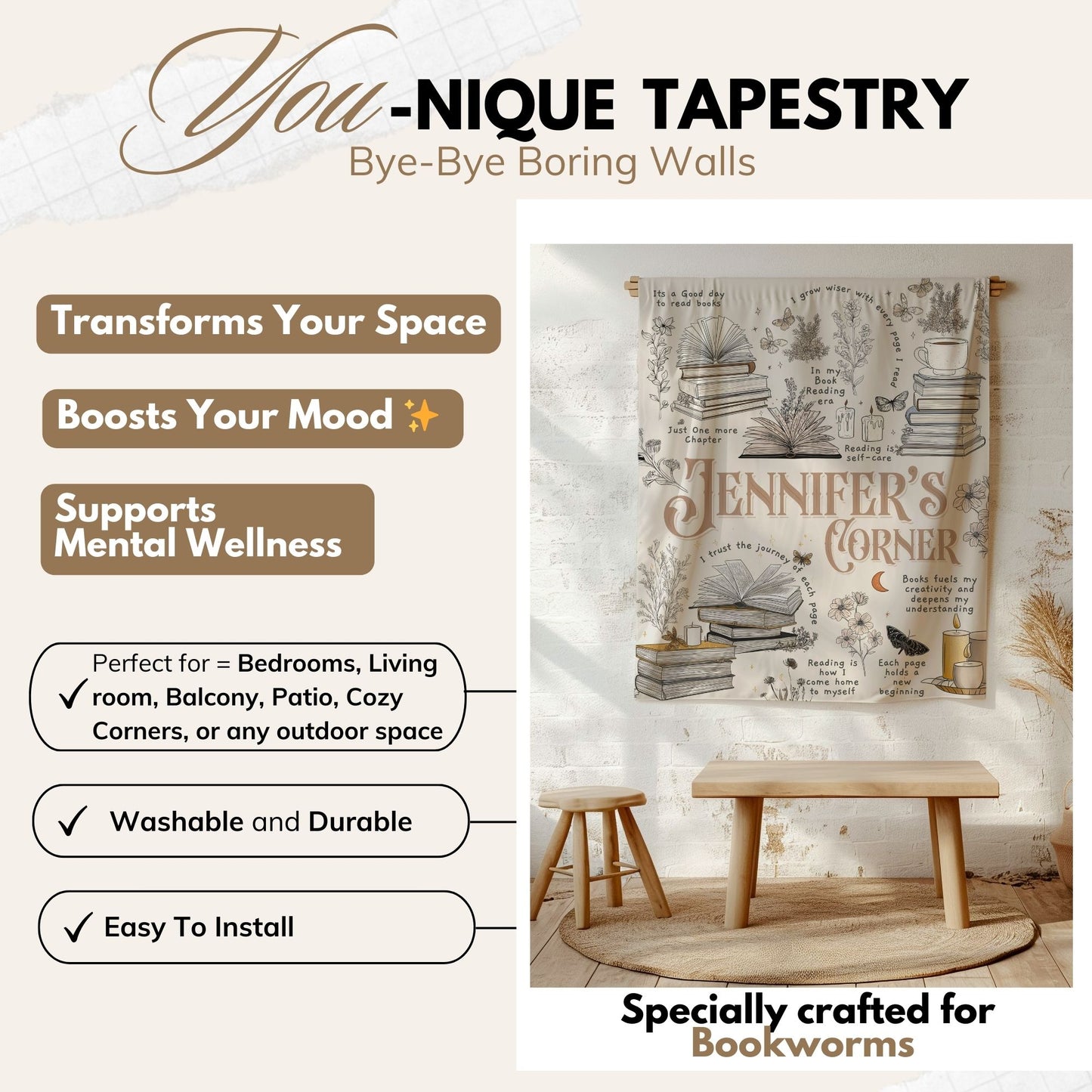 Custom Reading Wall Tapestry