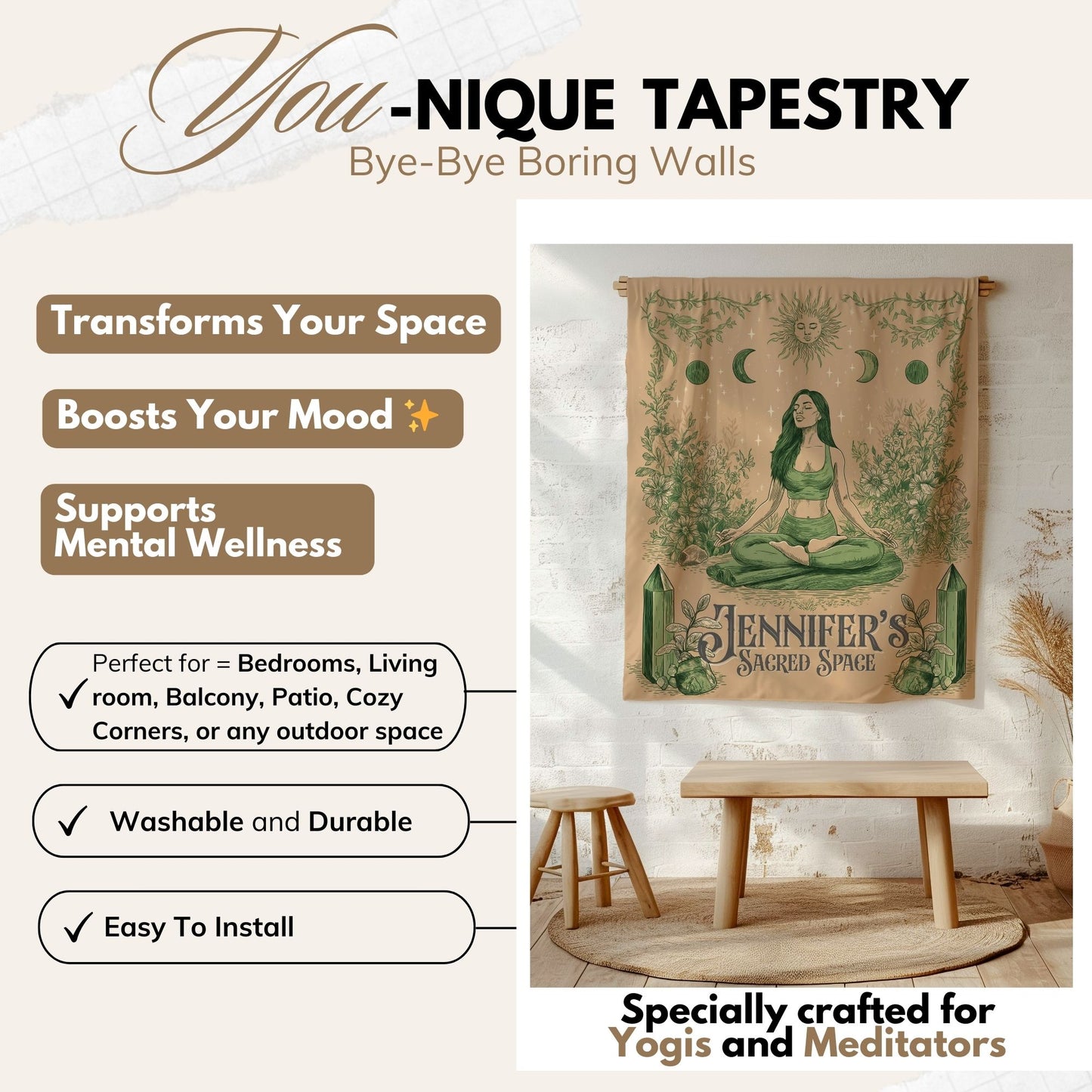 Yoga Custom Tapestry- Create your Meditation and Yoga Space