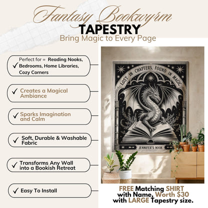 Personalized Fantasy Bookwyrm Tapestry
