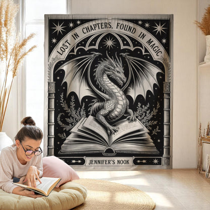 Personalized Fantasy Bookwyrm Tapestry