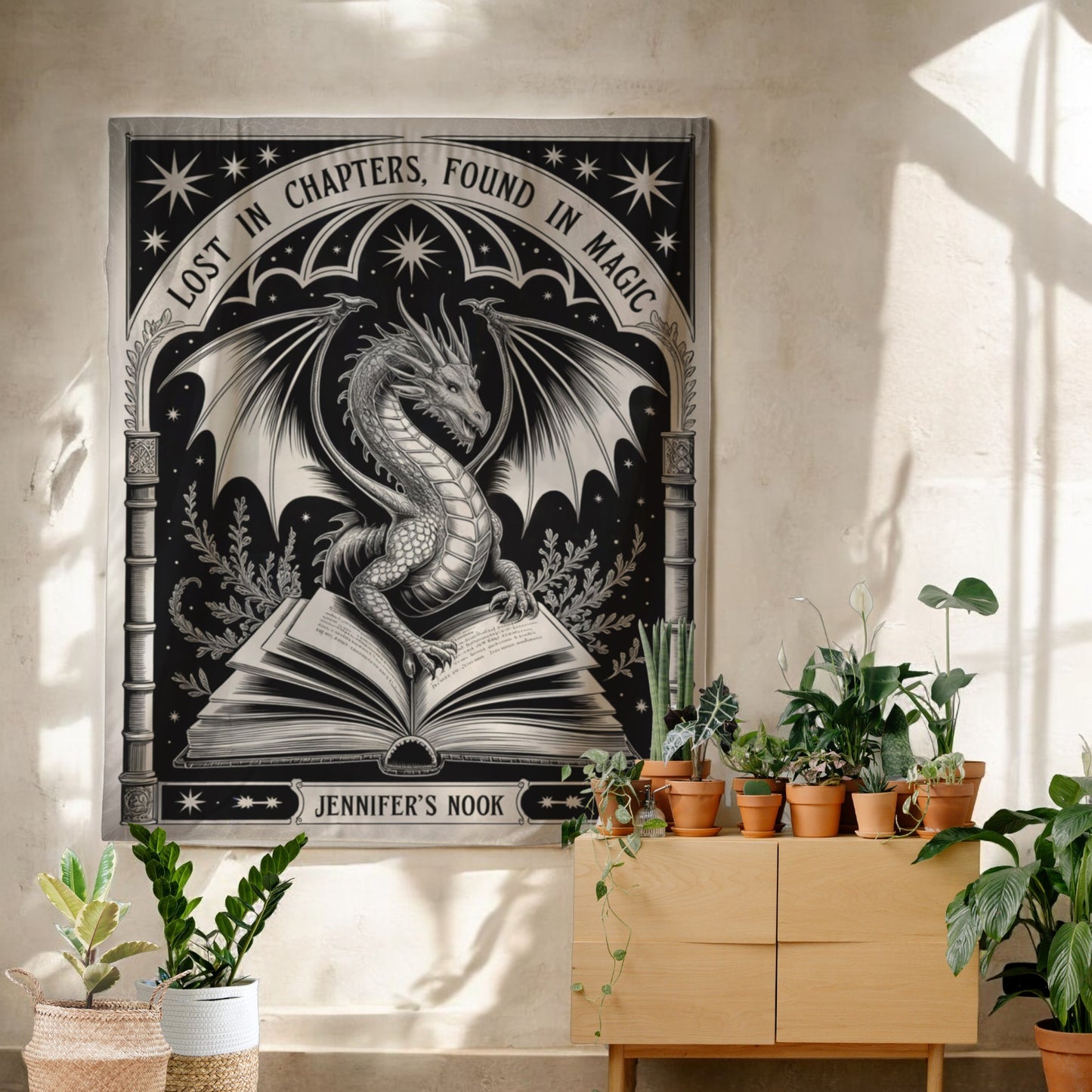 Personalized Fantasy Bookwyrm Tapestry