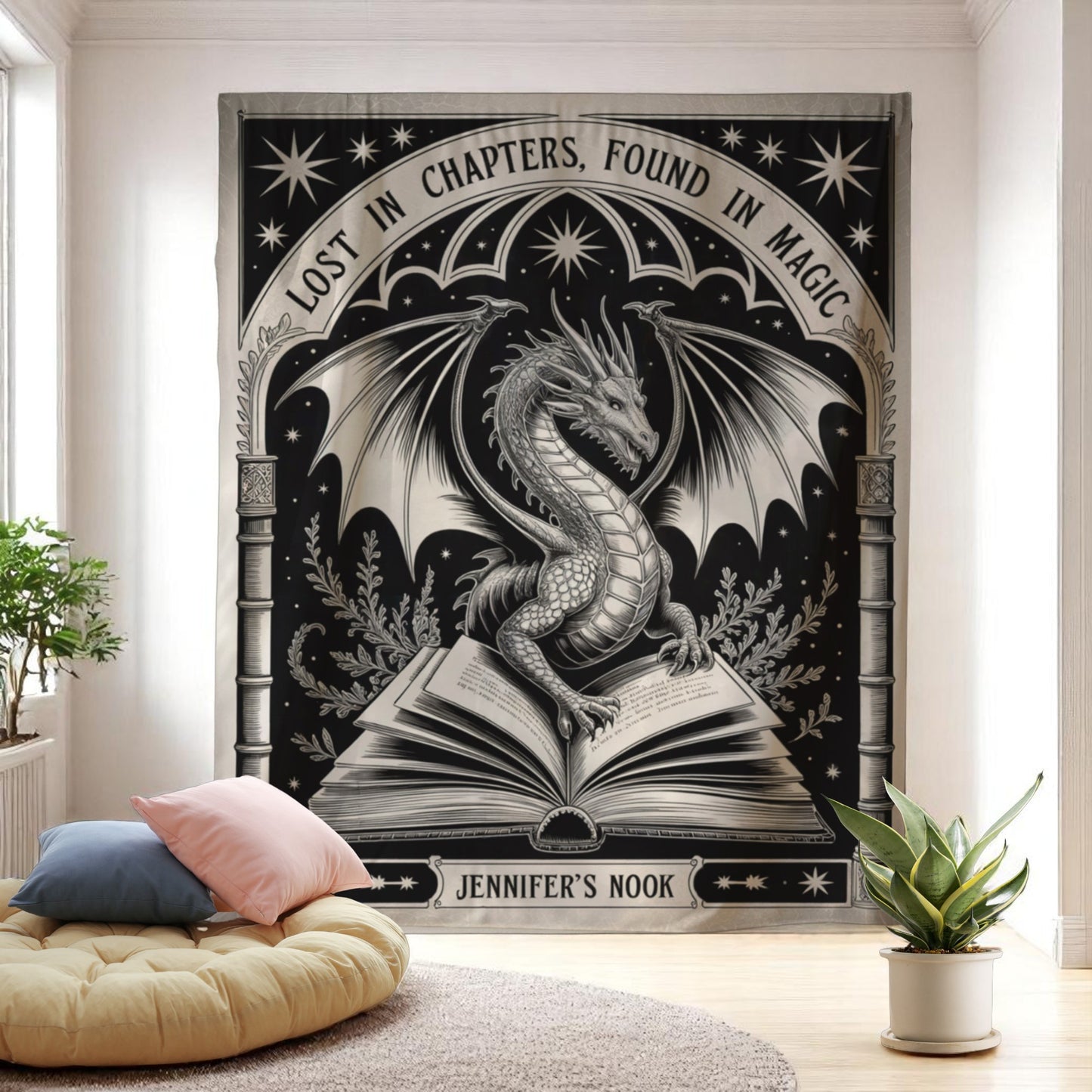 Personalized Fantasy Bookwyrm Tapestry