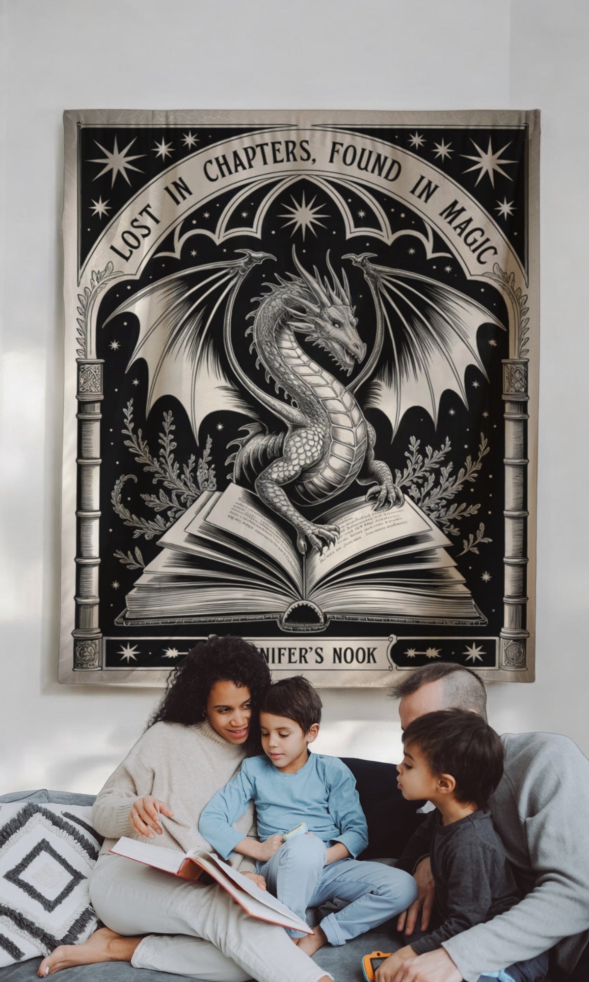 Personalized Fantasy Bookwyrm Tapestry