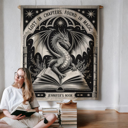 Personalized Fantasy Bookwyrm Tapestry