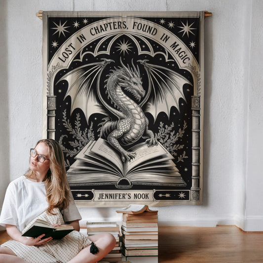 Personalized Fantasy Bookwyrm Tapestry