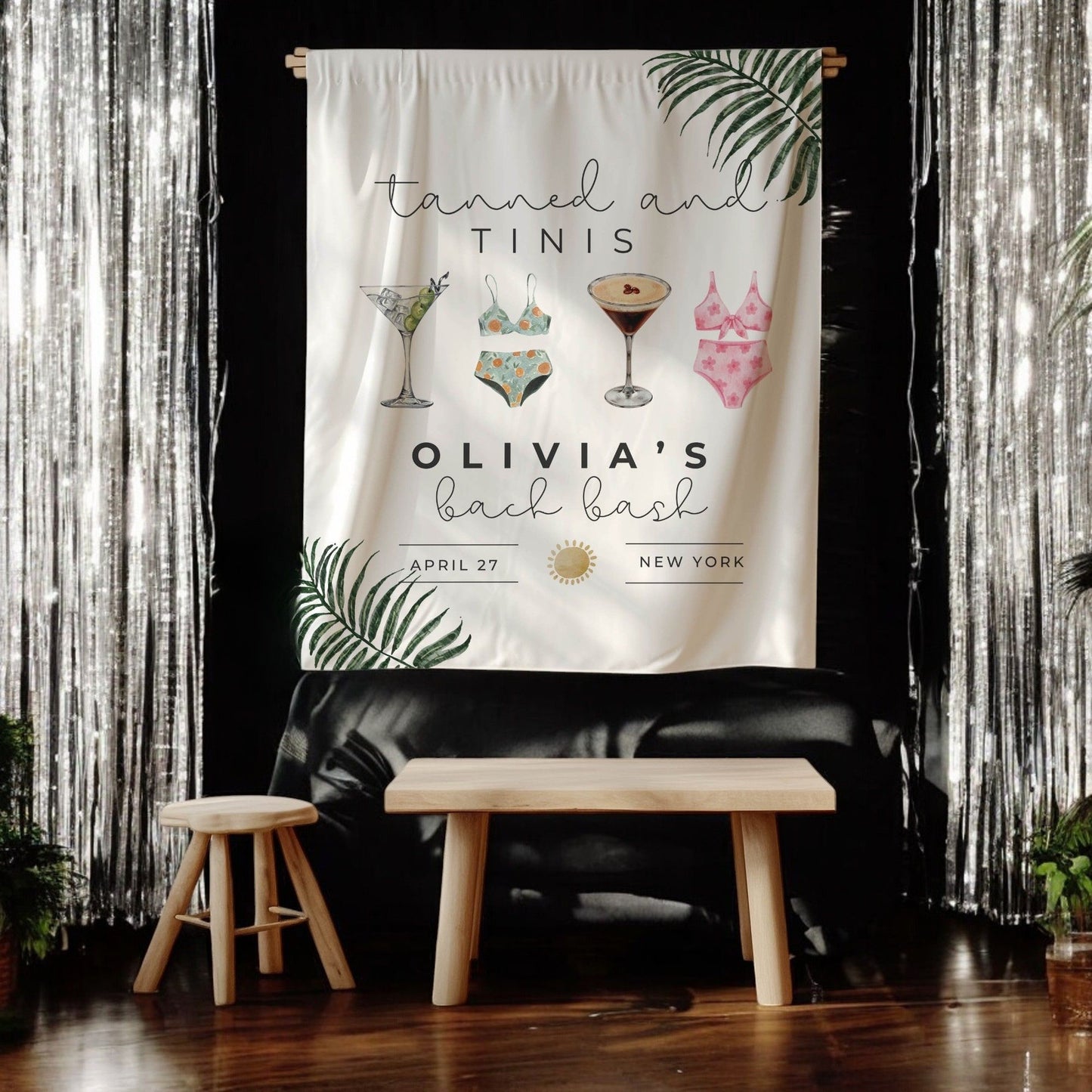 Beach and Pool Bachelorette Banner – Custom Bach Décor | #09