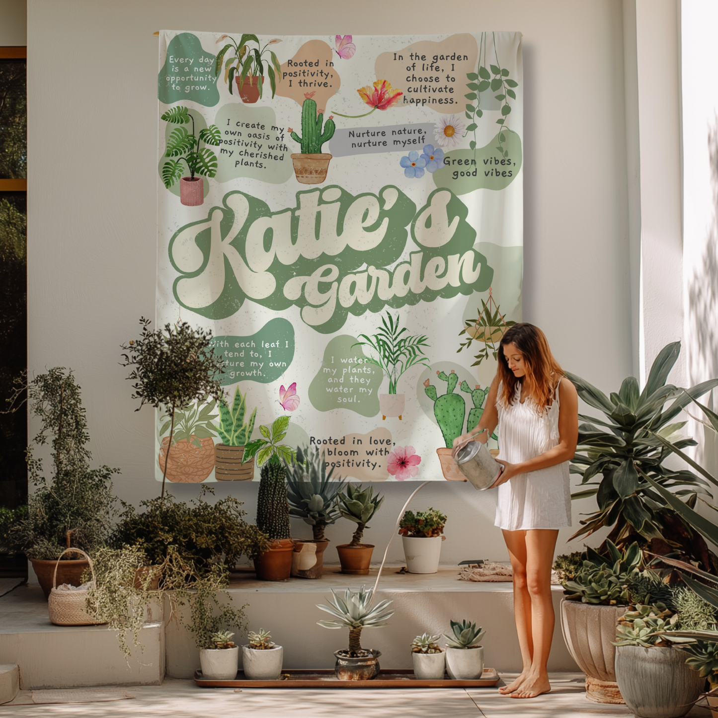 Custom Garden or Home Positive Affirmation Tapestry-Indoor or Outdoor