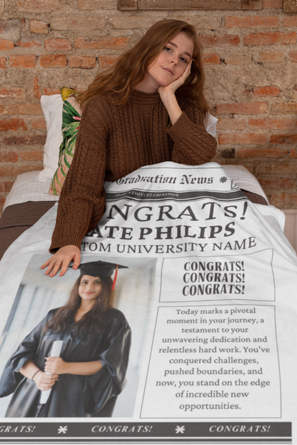 Newspaper Name and Photo Graduation Blanket 2025 | #1