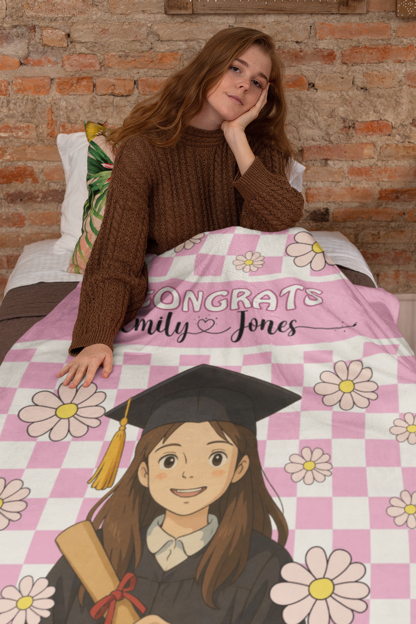 Retro Ghibli Photo and Name Graduation Blanket 2025 | #2