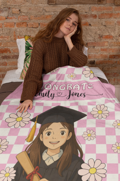 Retro Ghibli Photo and Name Graduation Blanket 2025 | #2