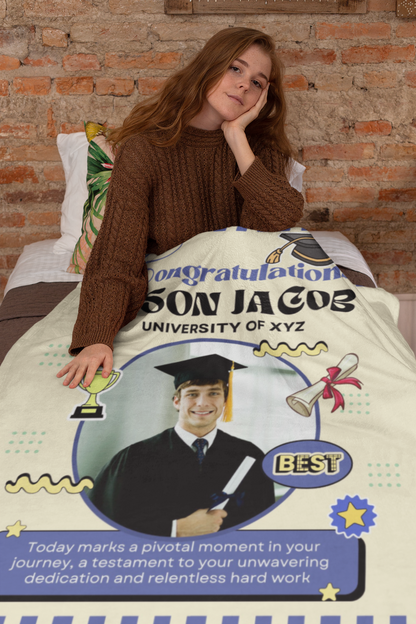 Custom Name and Photo Graduation Blanket 2025 | #3