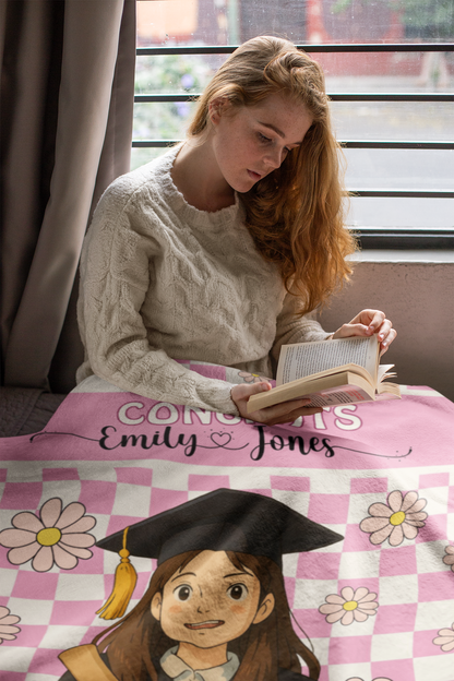 Retro Ghibli Photo and Name Graduation Blanket 2025 | #2