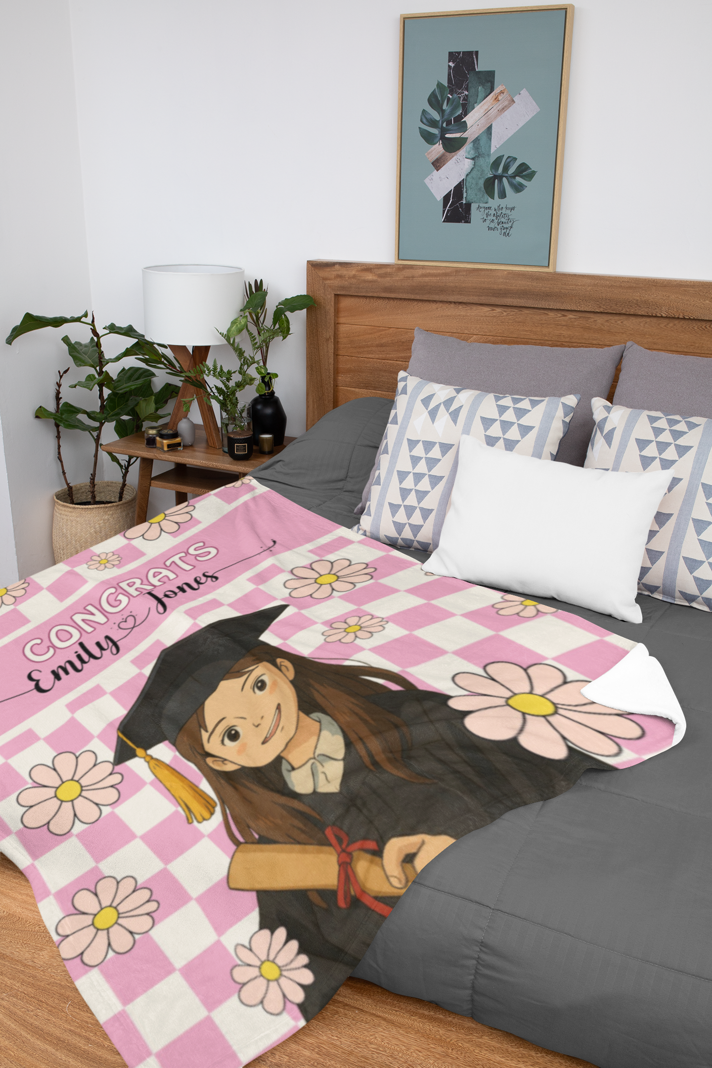 Retro Ghibli Photo and Name Graduation Blanket 2025 | #2