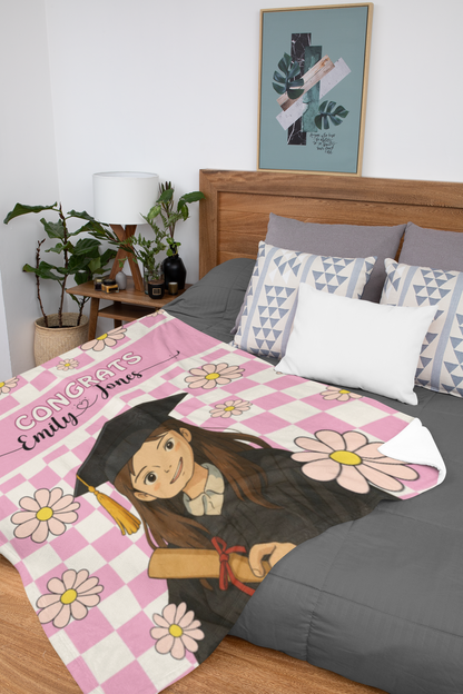 Retro Ghibli Photo and Name Graduation Blanket 2025 | #2