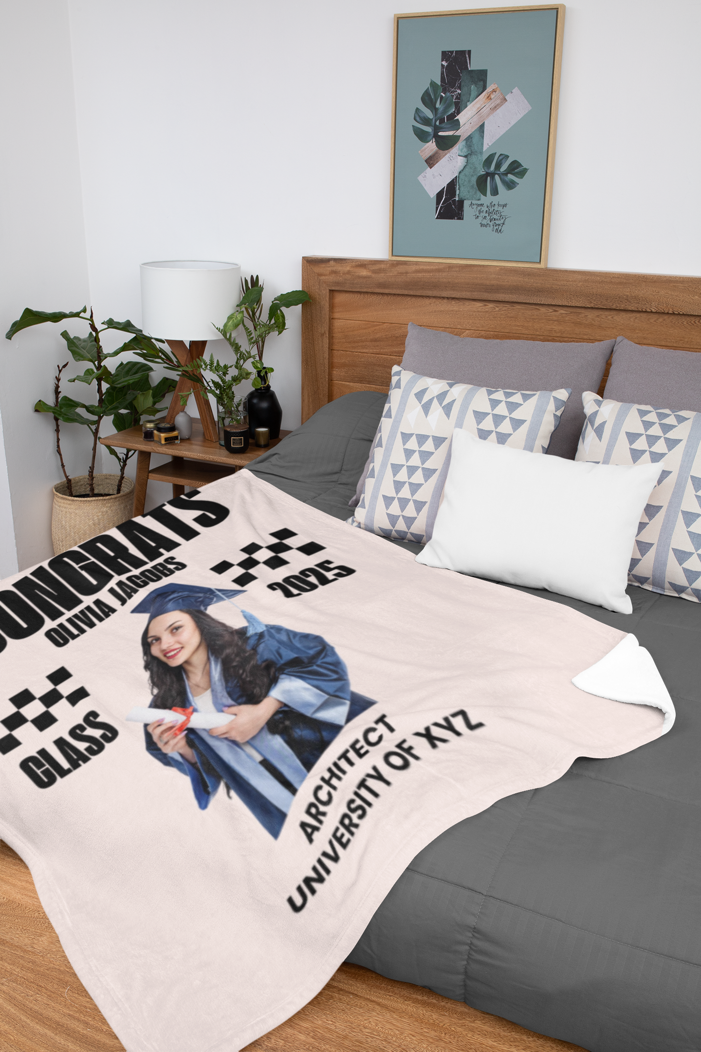 Custom Name and Photo Graduation Blanket 2025 | #4