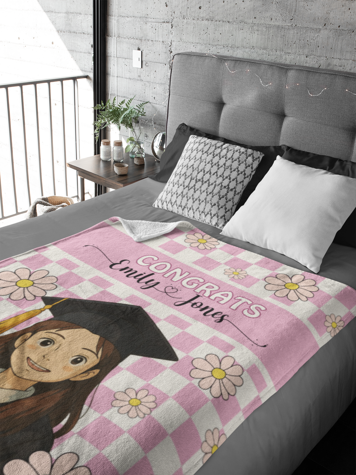 Retro Ghibli Photo and Name Graduation Blanket 2025 | #2
